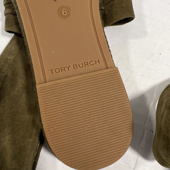 Tory Burch Sz 6 Suede Slingback Strap Espadrille Sandal in Olive Green - Picture 5 of 9